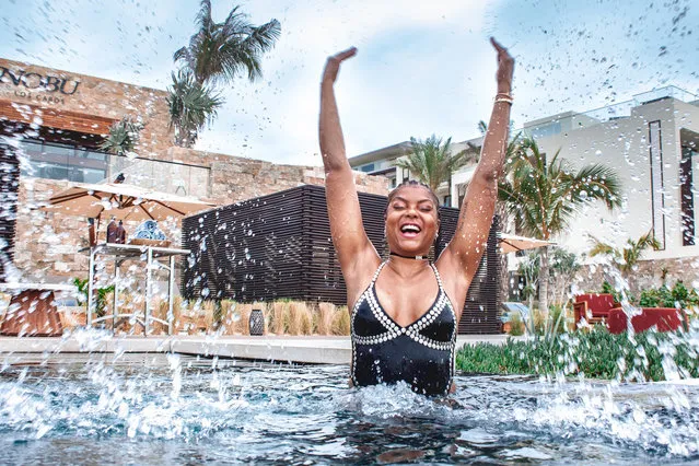 Taraji P. Henson, 49, shows off her stunning figure in daring bejeweled swimsuit as she enjoys romantic weekend with fiance at Nobu Hotel in Los Cabos, Mexico on February 20, 2020. (Photo by The Mega Agency)