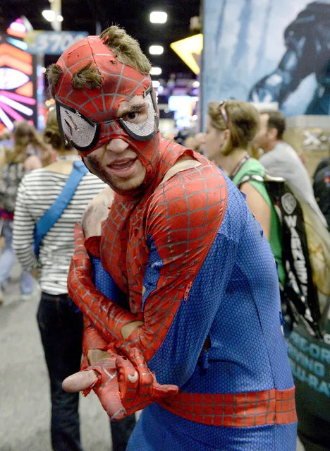 Spider-Man cosplayer attends Comic-Con International 2016 preview night on July 20, 2016 in San Diego, California. (Photo by Matt Cowan/Getty Images)