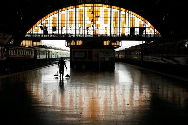 Hua Lamphong train station is seen empty in Songkran holiday which marks the Thai New Year during the coronavirus disease outbreak (COVID-19) in Bangkok, Thailand, April 14, 2020. (Photo by Jorge Silva/Reuters)