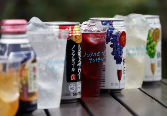Suntory's non-alcoholic beverages are pictured during a photo opportunity at a non-alcohol “beer garden” in Tokyo, Japan on September 2, 2022. (Photo by Kim Kyung-Hoon/Reuters)