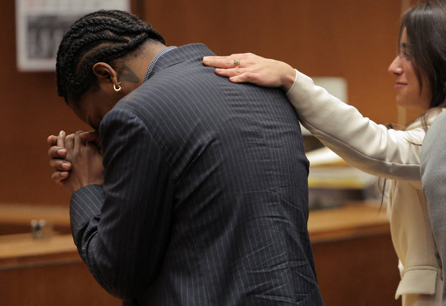 Rakim Mayers, aka A$AP Rocky, reacts in court as the verdict is given in his felony assault trial at the Clara Shortridge Foltz Criminal Justice Center in Los Angeles, California, U.S. February 18, 2025. (Photo by Daniel Cole/Reuters)
