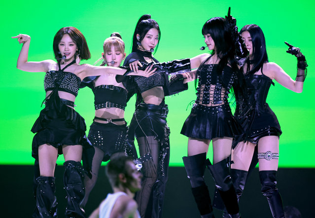 South Korean girl group Le Sserafim performs at the 2024 MTV Europe Music Awards at Manchester Co-op Live in Manchester, Britain, on November 10, 2024. (Photo by Phil Noble/Reuters)