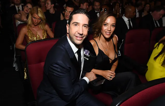 David Schwimmer, left, and Zoe Buckman appear in the audience at the 68th Primetime Emmy Awards on Sunday, September 18, 2016, at the Microsoft Theater in Los Angeles. (Photo by Charles Sykes/Invision for the Television Academy/AP Images)
