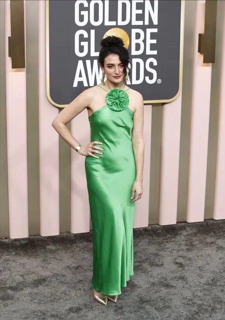 American comedian Jenny Slate arrives for the 80th annual Golden Globe Awards ceremony at the Beverly Hilton Hotel, in Beverly Hills, California, USA, 10 January 2023. Artists in various film and television categories are awarded Golden Globes by the Hollywood Foreign Press Association. (Photo by Caroline Brehman/EPA/EFE)