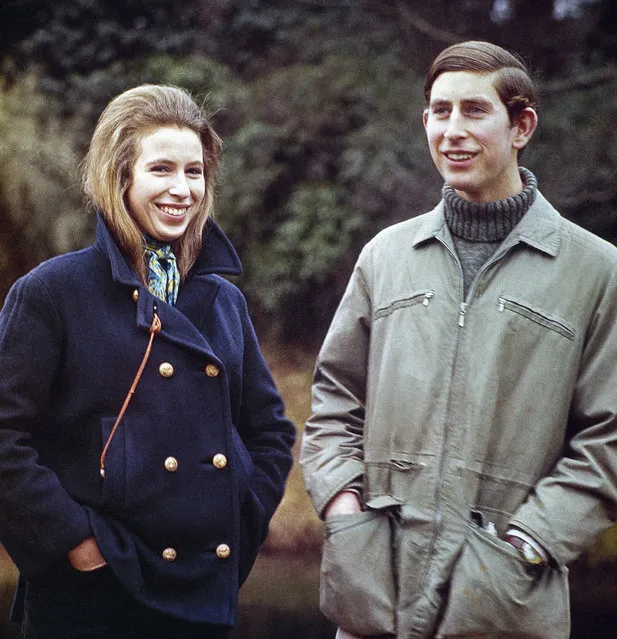 Princess Anne with Prince Charles, during her visit to the Amoco gas rig in the North Sea on October 28, 1969. (Photo by AP Photo)