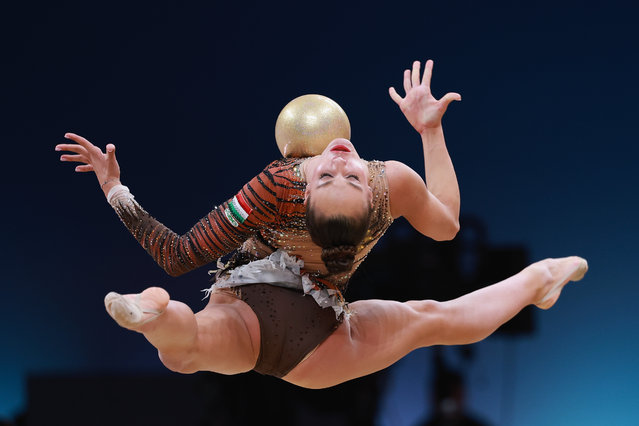 Hanna Panna Wiesner of Hungary competes in the ball final on day three of Sky Grace Cup Internationa Rhythmic Gymnastics Tournament at Beijing Shougang Ice Hockey Stadium on November 14, 2025 in Beijing, China. (Photo by Lintao Zhang/Getty Images)