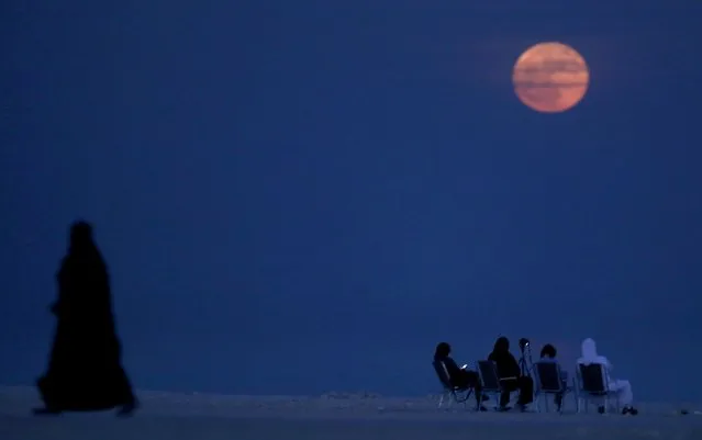 Kuwaitis observe the “supermoon” spectacle in Kuwait City on November 14, 2016. The moon is at its closest position to earth since 1948, making the moon the brightest in nearly 69 years. The Super moon phenomenon happens when the moon is at its closest to earth. (Photo by Yasser Al-Zayya/AFP Photo)