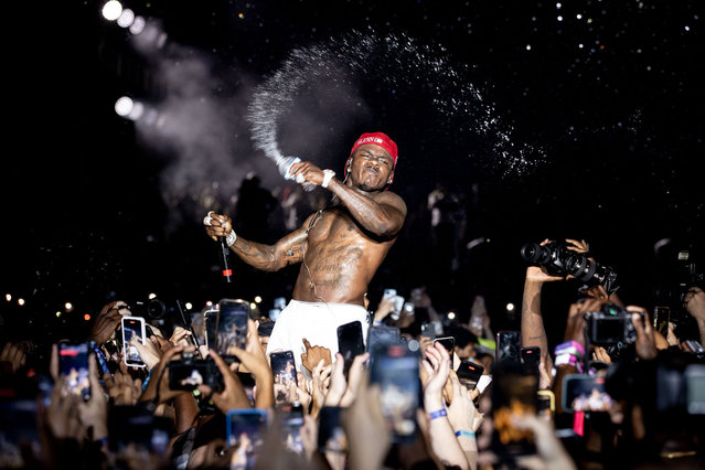 DaBaby performs on stage during Rolling Loud at Hard Rock Stadium on July 25, 2021 in Miami Gardens, Florida. (Photo by Rich Fury/Getty Images)