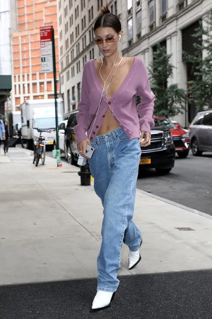 Bella Hadid is arriving at her appartment on September 11, 2018 in New York City. (Photo by Pierre Suu/GC Images)