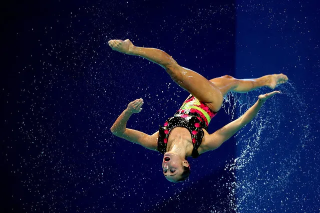A member of the Ukraine team competes in the Women's Free Combination Synchronised Swimming Final on day eight of the 16th FINA World Championships at the Kazan Arena on August 1, 2015 in Kazan, Russia. (Photo by Streeter Lecka/Getty Images)