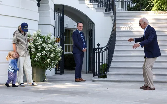 Maisy Biden walks Beau Biden out of the White House to see his grandfather U.S. President Joe Biden following the President's trip to Europe, in Washington, U.S., June 30, 2022. (Photo by Evelyn Hockstein/Reuters)