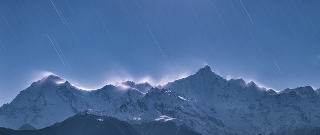“Skyscapes”. Runner up: Star Track in Kawakarpo by Zhong Wu (China) The stars beam down on to the Meili Snow Mountains, also known as the Prince Snow Mountains – the highest peaks in the Yunnan Province, China. It is world-renowned for its beauty and is one of the most sacred mountains in Tibetan Buddhism. The moonlight striking the top of the mountains appears to give them an ethereal quality. DeQin, Yunnan Province, China, 16 January 2017 Nikon D810 camera, 35 mm f/5.6 lens, ISO 200, 900-second exposure. (Photo by Zhong Wu/Insight Astronomy Photographer of the Year 2017)