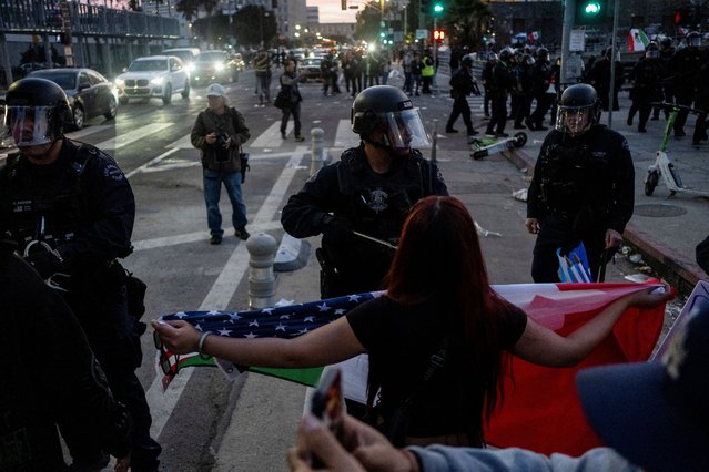 People protest against the arrests and deportations of migrants by U.S. government agencies in Los Angeles, California, U.S. February 3, 2025. (Photo by Joel Angel Juarez/Reuters)