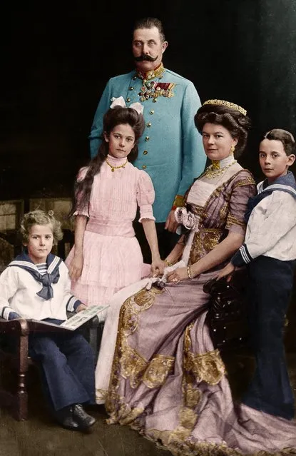 One remarkable picture shows Archduke Franz Ferdinand with his wife Sophie and their three children. World War One was sparked when Ferdinand, then the heir to the Austro-Hungarian throne, was gunned down in Sarajevo by Serbian nationalist Gavrilo Princip. (Photo by Mario Unger/Mediadrumworld)