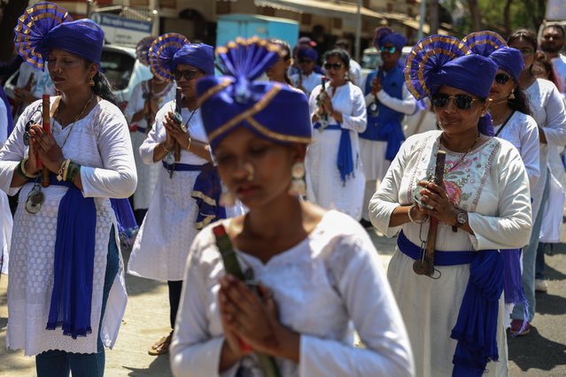 People offer prayers to Bhimrao Ramji Ambedkar as they celebrate his 134th birth anniversary in Mumbai, India, 14 April 2025. India's first Law Minister, social reformer, and chairman of the Constitution Drafting Committee, B. R. Ambedkar, drafted the nation's constitution and campaigned against the discrimination of Dalits, caste discrimination, and “untouchability”. (Photo by Divyakant Solanki/EPA/EFE)