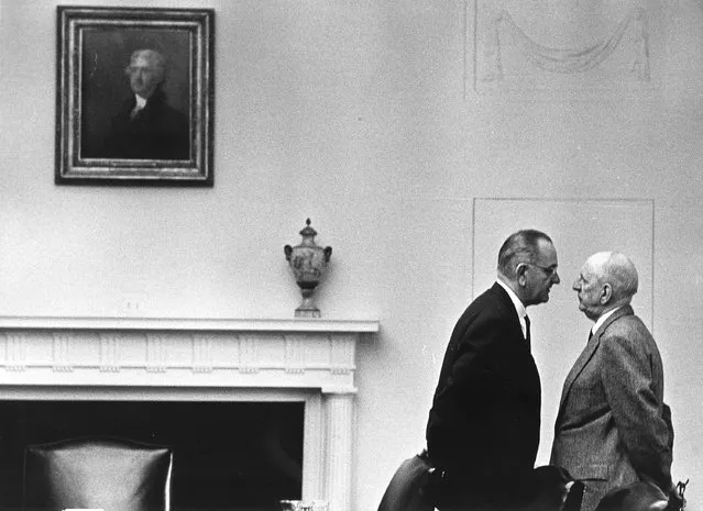 “President Lyndon Johnson with Senator Richard Russell at the White House, December 7, 1963, Washington, DC.”. (Photo by Yoichi Okamoto)