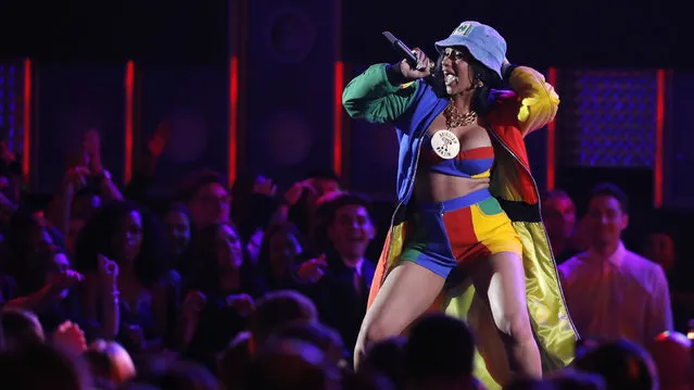 Cardi B performs “Finesse” onstage during the 60th Annual GRAMMY Awards at Madison Square Garden on January 28, 2018 in New York City. (Photo by Lucas Jackson/Reuters)
