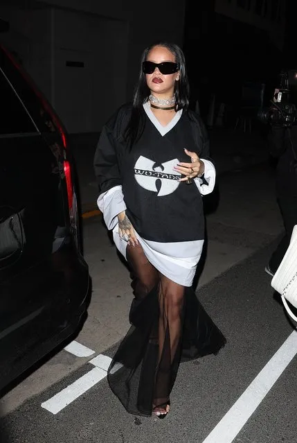 Barbadian singer Rihanna takes her baby to dinner with her mother at Giorgio Baldi Italian Restaurant in Santa Monica, CA. on April 5, 2023. (Photo by The Mega Agency)