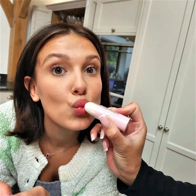 British actress Millie Bobby Brown early May 2023 puckers up. (Photo by milliebobbybrown/Instagram)