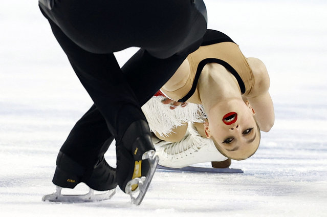 Uzbekistan's Ekaterina Geynish and Dmitriy Chigirev perform during the Mixed Pair Skating Free Skating in Harbin, China on February 12, 2025. (Photo by Issei Kato/Reuters)