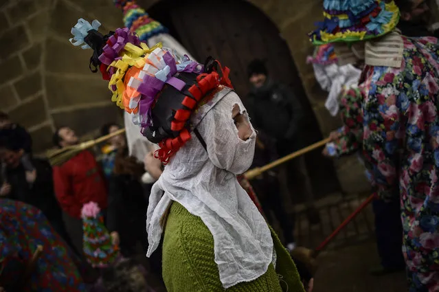 A  participant  called  “Txatxus” takes part in the ancient rural carnival in the small Pyrenees village of Lantz, northern Spain, Sunday, February 7, 2016. (Photo by Alvaro Barrientos/AP Photo)