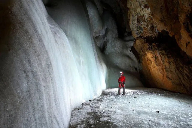 The Ice Cave in Postojna, Slovenia. (Photo by Peter Gedei/Caters News)