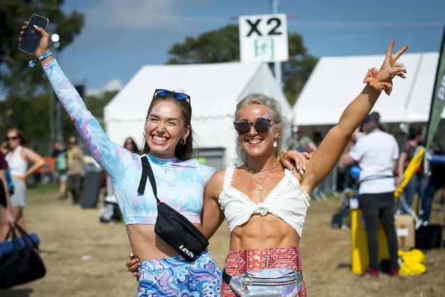 Festival goers at Isle Of Wight Festival 2021 at Seaclose Park on September 18, 2021 in Newport, Isle of Wight, United Kingdom. (Photo by Mark Holloway/Real Estate Agencies)