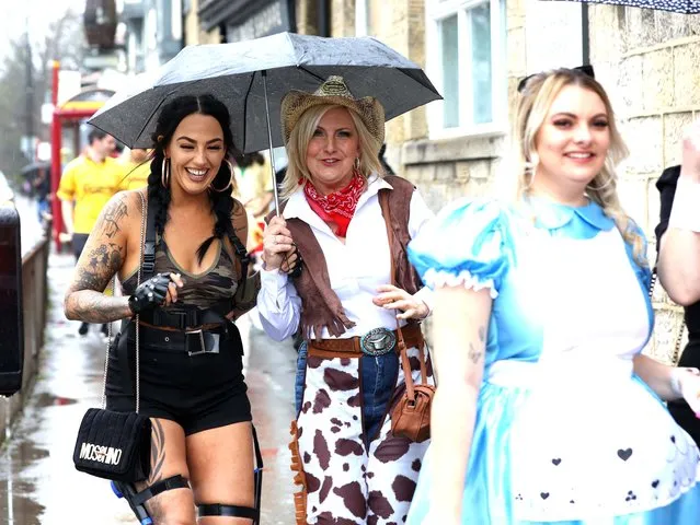 Groups of dressed-up pals took to the streets of Leeds, United Kingdom for famous Otley run on Saturday, March 2, 2024. (Photo by NB Press LTD)