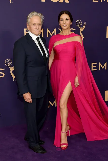 Michael Douglas (L) and Catherine Zeta-Jones attend the 71st Emmy Awards at Microsoft Theater on September 22, 2019 in Los Angeles, California. (Photo by Matt Winkelmeyer/Getty Images)
