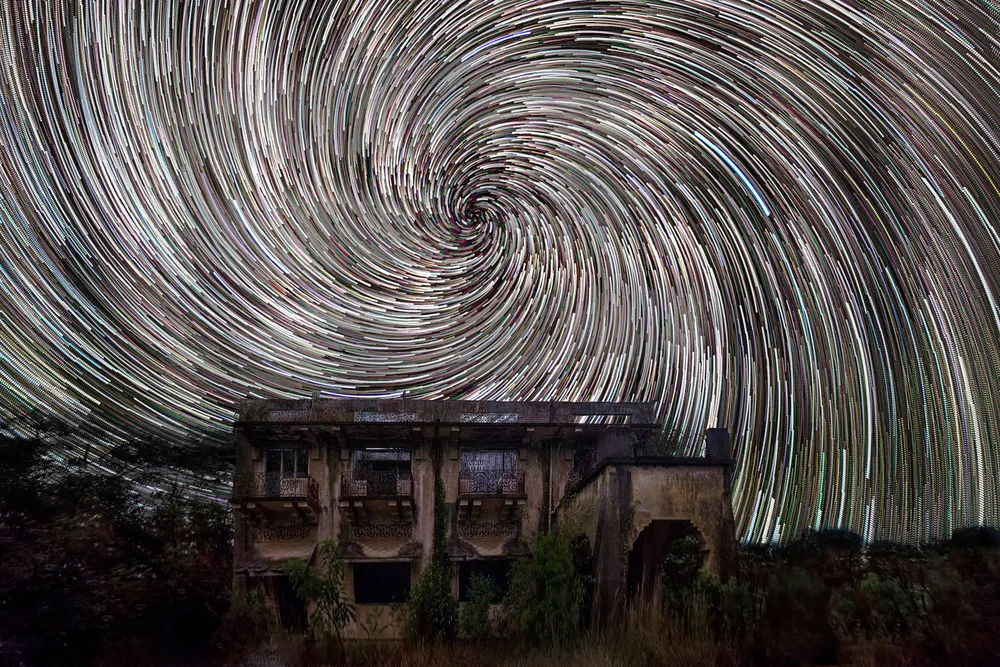 Star Trails Pictured in the Night Sky