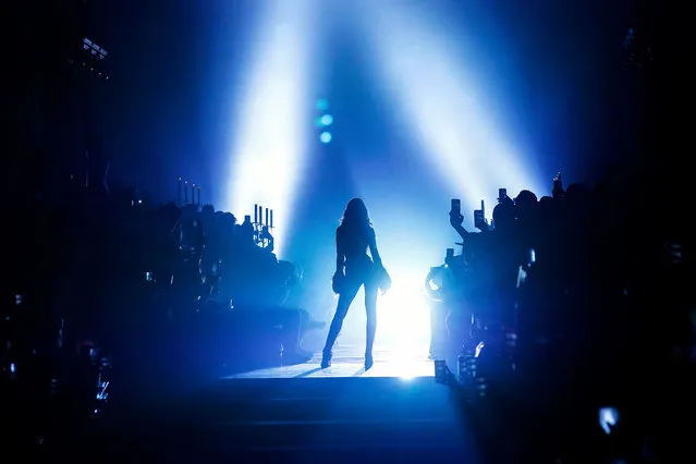 Izabel Goulart walks the runway at the Julien Macdonald show during London Fashion Week September 2019 at Southwark Cathedral on September 16, 2019 in London, England. (Photo by John Phillips/BFC/Getty Images for BFC)