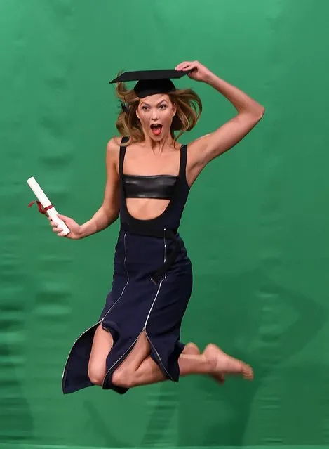 Karlie Kloss during the Mid-air Modeling segment on “The Tonight Show Starring Jimmy Fallon”at NBC Studios on May 26, 2016 in New York City. (Photo by Jamie McCarthy/Getty Images)