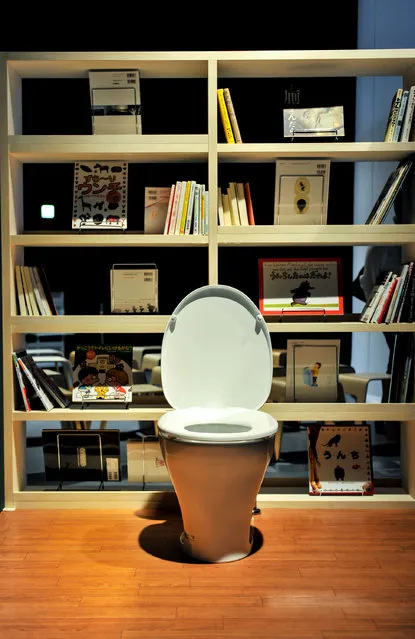 A toilet is displayed during the “Toilet!? Human Waste and Earth's Future” exhibition at The National Museum of Emerging Science and Innovation – Miraikan on July 1, 2014 in Tokyo, Japan. The exhibition focuses on how the toilet has changed our daily lives and discovers what the most environment-friendly and ideal toilet is. (Photo by Keith Tsuji/Getty Images)