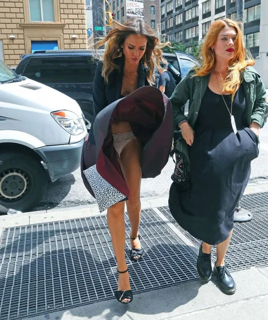 Jessica Alba Upskirt Leaving The Trump Soho Hotel In NYC