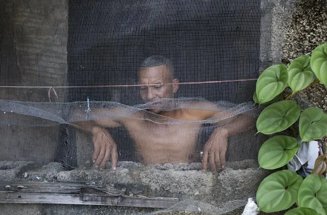 A man looks out from his window in Caracas, Venezuela, Saturday, June 13, 2020. Authorities in Venezuela are extending a quarantine keeping millions of residents across the South American nation at home through mid-July to control the spread of the new coronavirus. (Photo by Ariana Cubillos/AP Photo)