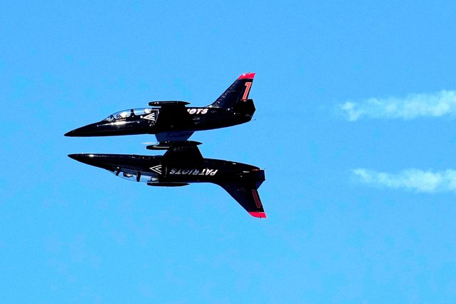 Two members of the Patriots Jet Team fly during the Fleet Week Air Show in San Francisco, Friday, October 10, 2025. (Photo by Godofredo A. Vásquez/AP Photo)