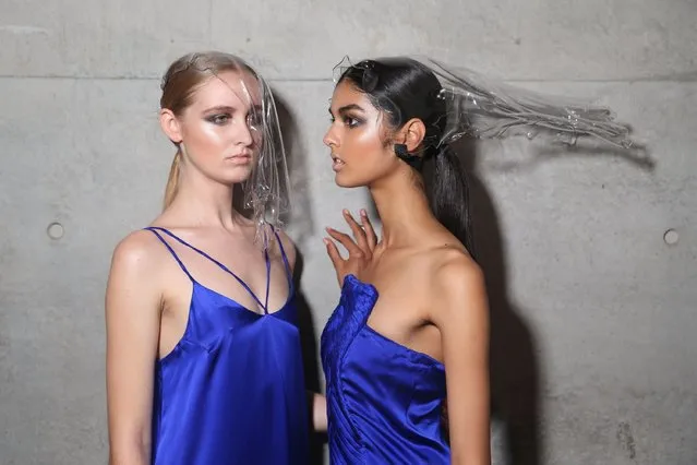 Models  backstage ahead of the St George New Generation show at Mercedes-Benz Fashion Week Australia 2015 at Carriageworks on April 16, 2015 in Sydney, Australia. (Photo by Brendon Thorne/Getty Images)