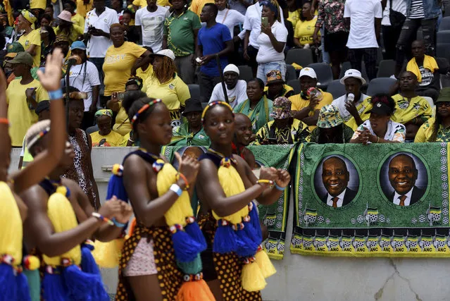 African National Congress supporters at the Mbombela, South Africa, Stadium Saturday, January 13, 2024. The ruling party celebrated the 112th anniversary of its establishment ahead of national elections, expected to be the toughest since it came to power in 1994. (Photo by AP Photo)