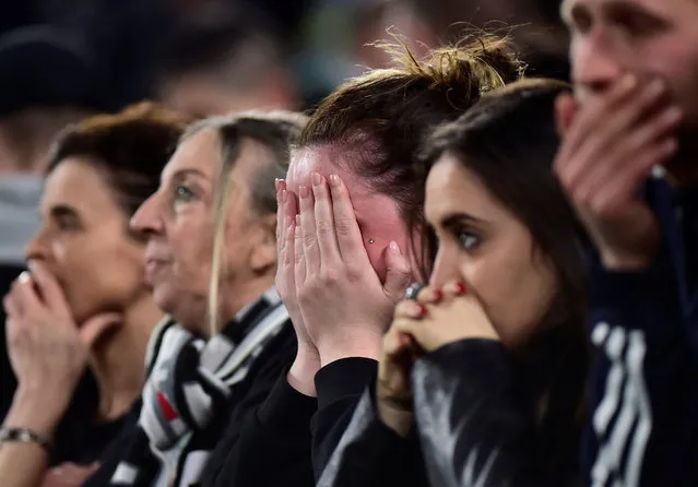 Juventus fans react during the UEFA Champions League quarter-final second leg football match Juventus vs Ajax Amsterdam on April 16, 2019 at the Juventus stadium in Turin. (Photo by Massimo Pinca/Reuters)