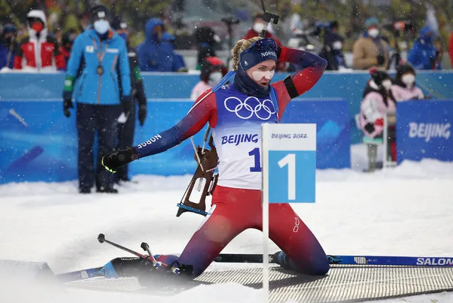 Marte Olsbu Roeiseland of Team Norway wins the gold medal during the Olympic Games 2022, Men's and Women's Biathlon Pursuit on February 13, 2022 in Yanqing China. (Photo by Kim Hong-Ji/Reuters)