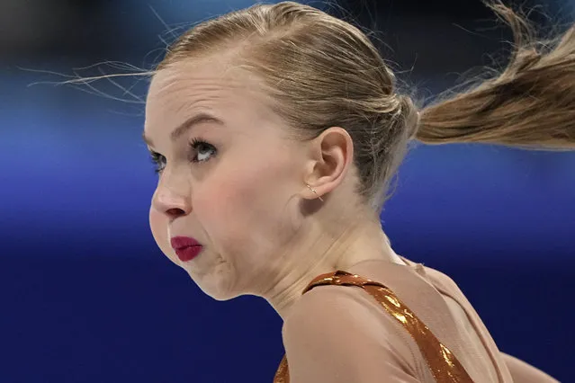 Eva-Lotta Kiibus, of Estonia, competes in the women's free skate program during the figure skating competition at the 2022 Winter Olympics, Thursday, February 17, 2022, in Beijing. (Photo by David J. Phillip/AP Photo)