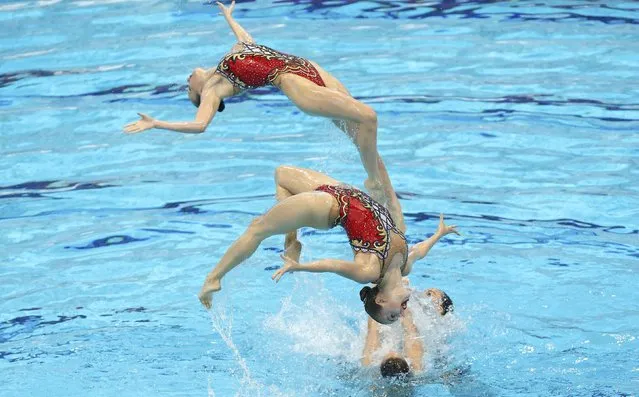 Swimming, European Aquatics Championships, London, Britain on May 12, 2016. Russia's team competes during the synchronized swimming free combination final event. (Photo by Matthew Childs/Reuters)