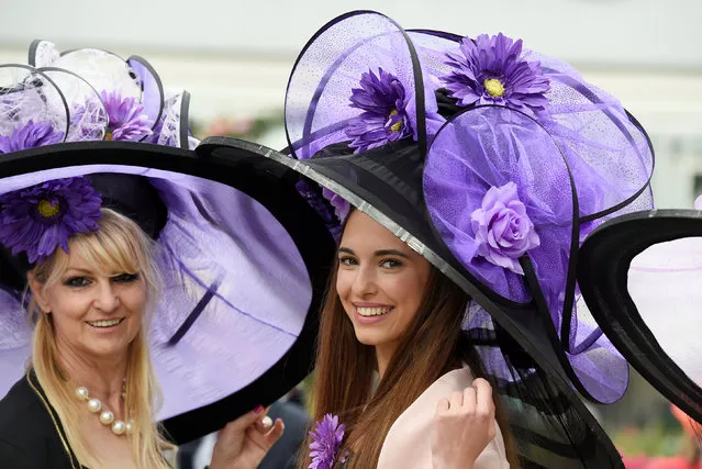 Britain Horse Racing, Royal Ascot, Ascot Racecourse on June 18, 2016. Racegoers wearing hats at Ascot. (Photo by Toby Melville/Reuters/Livepic)