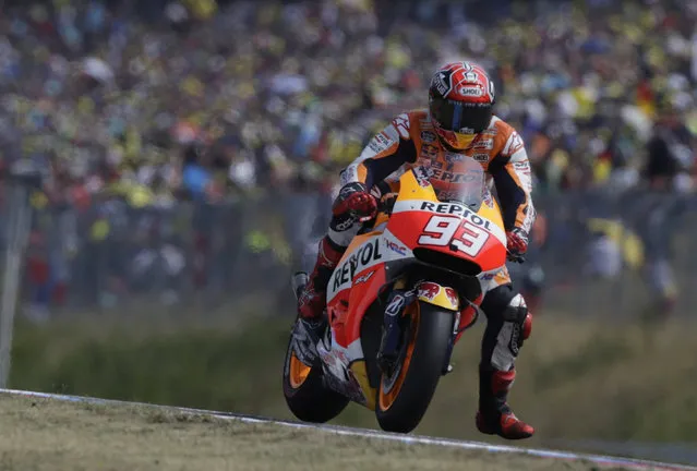 Honda MotoGP rider Marc Marquez of Spain competes in the Czech Grand Prix in Brno, Czech Republic, August 16, 2015. (Photo by David W. Cerny/Reuters)