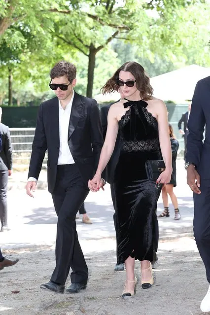 British musician James Righton and English actress Keira Knightley attend the Chanel Couture Fall Winter 2022 2023 show as part of Paris Fashion Week  on July 05, 2022 in Paris, France. (Photo by Jacopo Raule/GC Images)