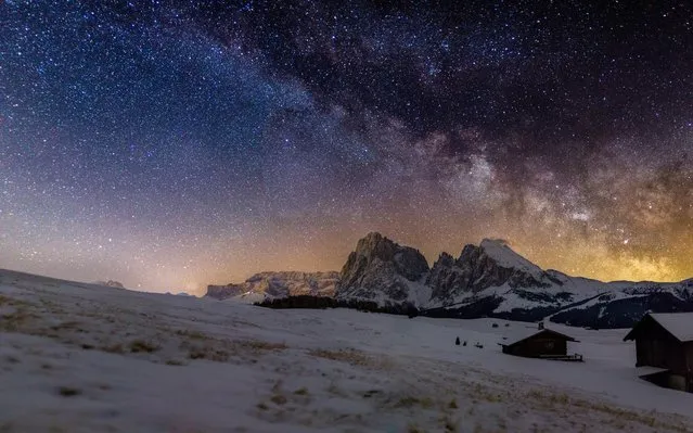“Young Astronomy Photographer of the Year”. Highly commended: Milky Way above Alpe di Siusi/Dolomites by Fabian Dalpiaz (Italy – aged 15) The Milky Way stretches across the night sky above the Dolomites in South Tyrol at 5.00 a.m. on a really cold winter morning. Reaching the spot at 4.00 a.m. the photographer waited for the Milky Way to reach its highest position before it got brighter to capture this beautiful scene. Seiser Alm, South Tyrol, Italy, 25 February 2017 Canon EOS 5D Mark III camera, 50 mm f/1.8 lens, ISO 6400, 10-second exposure. (Photo by Fabian Dalpiaz/Insight Astronomy Photographer of the Year 2017)
