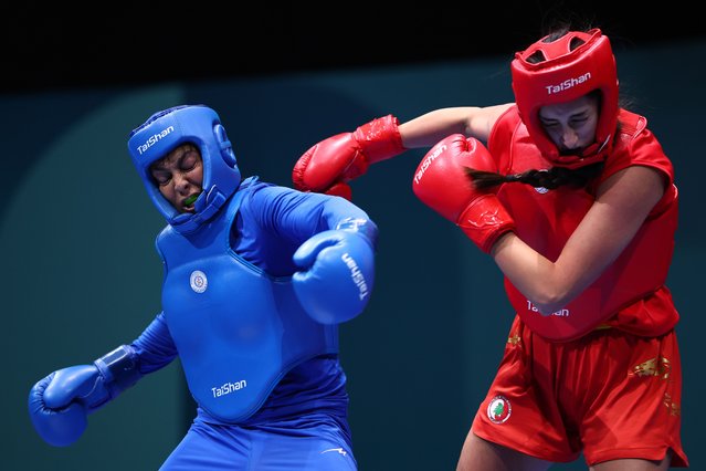 Shahrbano Mansouriyan Semiromi of Islamic Republic of Iran competes against Lydia Salameh of Lebanon during the Women's 70kg Quater Final on day twelve of the Islamic Solidarity Games Riyadh 2025 on November 15, 2025 in Riyadh, Saudi Arabia.  (Photo by Francois Nel/Getty Images)