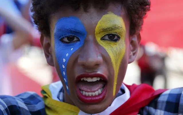 An opposition supporter joins a protest against shortages of basic goods in Caracas January 24, 2015. (Photo by Jorge Silva/Reuters)