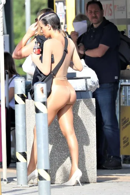 Bianca Censori attracted some curious stares as she wore a naked-style bodysuit in Italy on Sunday, August 20, 2023. (Photo by Backgrid USA)