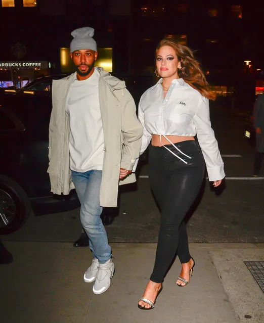 Justin Ervin and model Ashley Graham are seen in Midtown on January 17, 2019 in New York City. (Photo by Raymond Hall/GC Images)